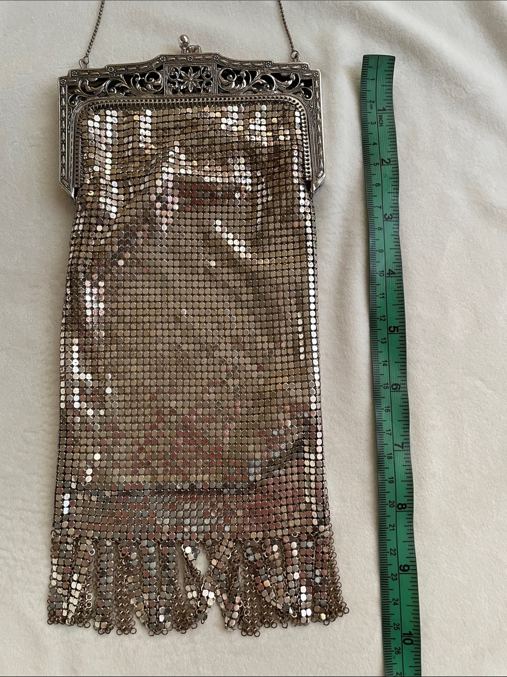 Antique Art Deco Whiting & Davis Silver Mesh Metal "flapper"Purse c.1920 - Picture 9 of 10